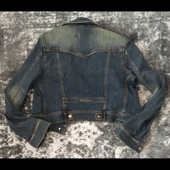 Vintage cropped Jean jacket size large - Picture 2 of 6
